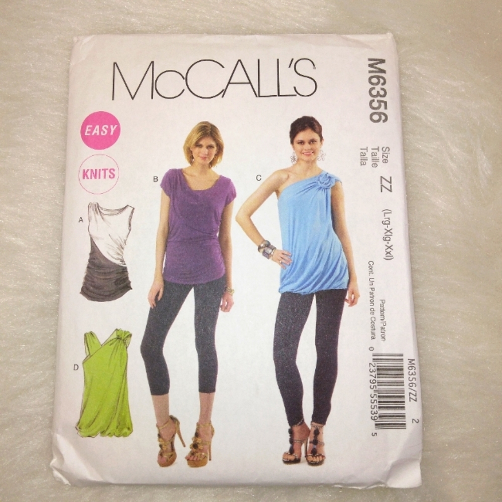 McCall's M6356 Easy Knit Tops in variations Size L-XL-XXL